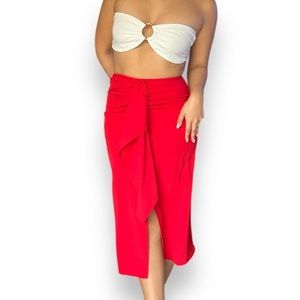 Zara MIDI Red Skirt